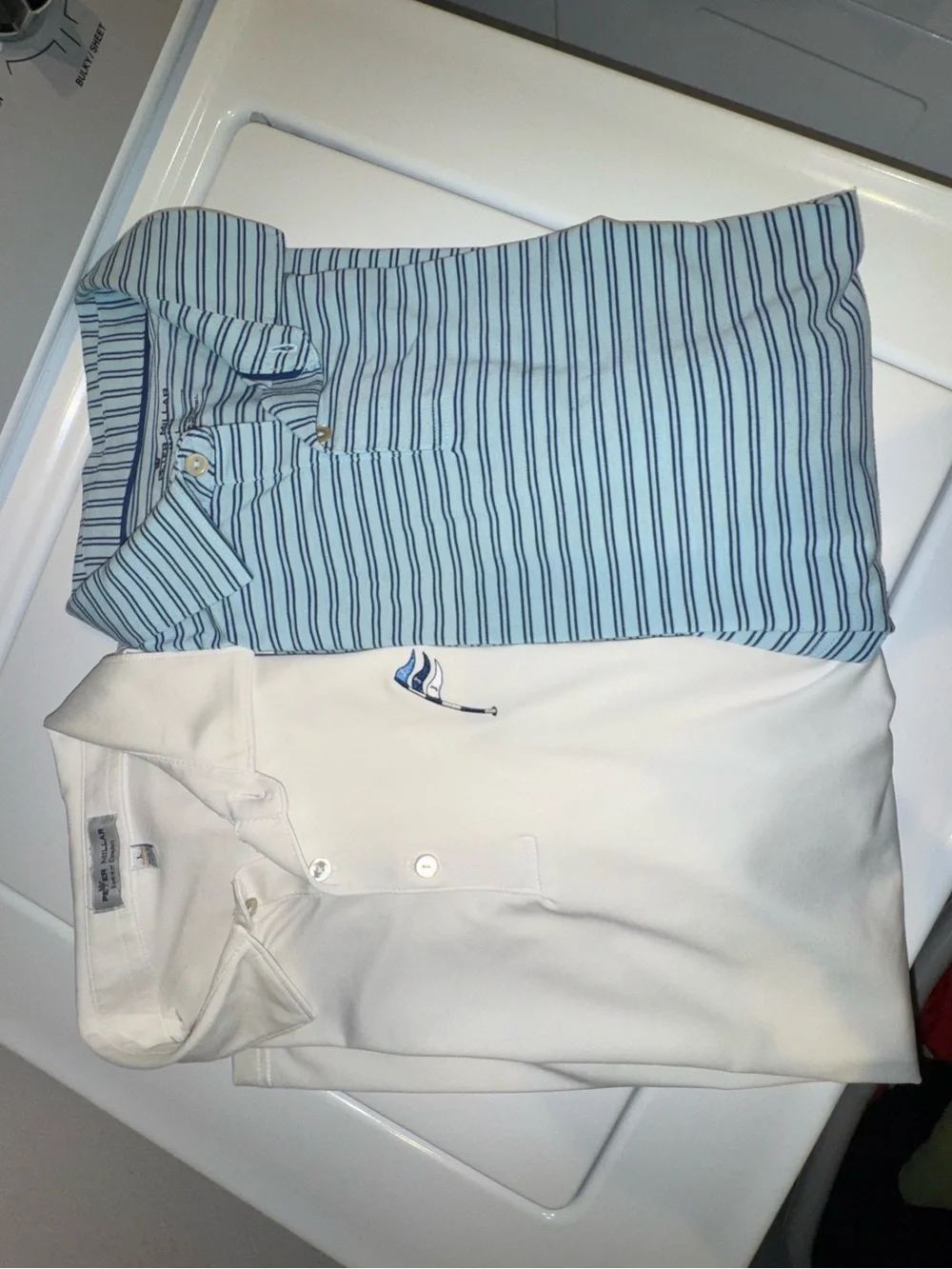 Peter Millar Men's Polo Bundle - White and Light Blue Striped - Picture 11 of 15